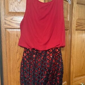 Red and Black Sequin Dress